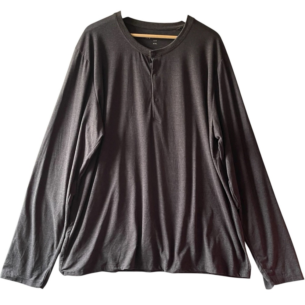 7 Diamonds Core Henley‎ Long Sleeve Shirt Mens XXL Gray Super Soft Classic